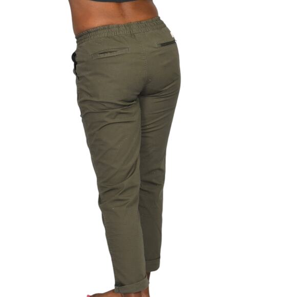 Vuori Vintage Ripstop Pants Green Cuffed Ankle Crop Cotton Drawstring Pull On XS - Picture 3 of 16